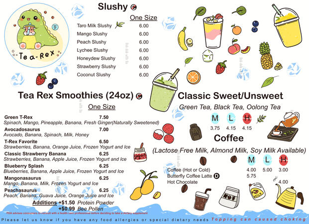 Tea-Rex Menu Page 2
